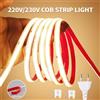 COXO Striscia LED COB 220V 296 LED/m Nastro LED flessibile impermeabile ad alta luminosità per illuminazione esterna cucina camera 230V