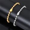 ESKEEM Bracciale a catena con perline di lusso in oro 18 carati da 4 mm con braccialetti ghiacciati con perline rotonde piene di diamanti per uomo donna gioielleria raffinata