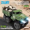 ZWN 1:16 2.4G Camion militare RC a sei ruote in lega di alluminio con luci Auto telecomandate per esterni Giocattoli Regalo per bambini.