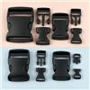 Meetee Fibbia a sgancio rapido nera da 10-50 mm, 10-50 pz. Fibbie regolabili in plastica per cinghie di zaini, chiusura a inserto per fettucce di bagagli