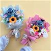 Potdemiel Peluche Originali di Amine Stitch con Bouquet Creativi di Girasoli e Rose, Regali per Natale, Compleanno, Laurea e San Valentino