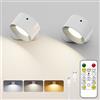 aiopp Lampade da parete magnetiche a LED, luci da parete ricaricabili tramite USB con telecomando, 3 colori di illuminazione e dimmerabili, 360 ° R. R.