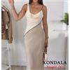 KONDALA Elegante Abito con Bretelle da Donna, Vestito Slim con Linee a Contrasto, Moda Estiva 2026, Abito Casual da Vacanza e Appuntamento