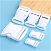 Meetee 5-50 Pezzi Moschettoni a Sgancio Rapido Bianchi da 10/15/20/25/32/38mm, Ganci Laterali per Borse, Clip in Plastica, Fibbie per Cinghie Regolabili