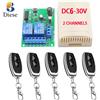 Diese RF433Mhz Circuito di Controllo Remoto Interruttore Wireless Universale DC5V 12V 24V 2CH Relè Ricevitore Trasmettitore per Cancello del Garage porta luce