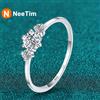 NeeTim Full D Colore Moissanite Anelli per le donne 925 Sterling Silver Lab Diamante Anello di fidanzamento per matrimonio Fascia di gioielli Pietra preziosa GRA