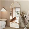 Anajqaqia Specchio da terra ad arco a figura intera 162x53 cm, specchio da terra con cornice in lega di alluminio, vetro temperato, oro
