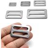 Meetee Fibbie scorrevoli Tri-Glides in acciaio inossidabile da 20/25/32/38/50mm per cinturino da borsa Moschettone Clip Fibbia Collare per animali domestici Cintura Regolare anello di chiusura