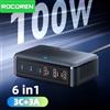 Rocoren Caricatore USB Rocoren Caricatore GaN da 100 W Caricatore da tavolo a 6 porte con ricarica rapida di tipo C Stazione di alimentazione portatile per iPhone Xiaomi POCO