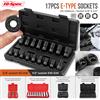 Hi-Spec 9 pz 1/2 "Torx Star Set di chiavi a bussola Tipo E Set di bussole a impatto Strumenti meccanici per chiave dinamometrica Riparazione automatica