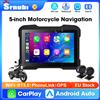srnubi Navigazione GPS per moto portatile da 5 pollici Wireless Carplay Android Auto IPX7 Display LCD impermeabile Monitor per moto Dual BT5.0