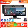 srnubi 11.26 pollici 4K Car DVR Dash Cam Doppia Lente Wireless Carplay e Android Auto Videoregistratore Monitor Navigazione GPS 5G Wifi FM AUX