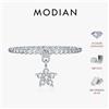 MODIAN D Colore Fiori Moissanite Anelli 925 Perline in argento sterling Stelle lucide Anello con pendente altalena per le donne Margherita Gioielleria raffinata