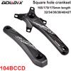 GOLDIX Foro Quadrato Guarnitura Della Bicicletta In Lega di Alluminio MTB Manovella 165/170/175mm Lunghezza Stretto Denti Larghi 104BCD 32/34/36/38/40/42T