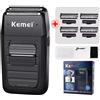 Kemei Rasoio Cordless Ricaricabile per Uomo Doppia Lama Alternativa Barba Rasoio Cura del Viso Multifunzione Forte Trimmer KM-1102