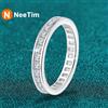 NeeTim Anello Moissanite con taglio principessa completo per donna Anello in argento sterling 925 con diamanti da laboratorio Fedi nuziali di fidanzamento Fasce per gioielli GRA