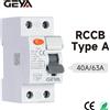 GEYA Tipo A RCD RCCB Interruttore automatico corrente residua elettromagnetico Protezione da sovraccarico 2P 30mA 6KA 40A 63A 230V MCB