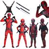 Hot Toys Costume cosplay Deadpool per bambini adulti Abiti da tuta Tuta da supereroe Ragazzi Personaggio del film Vestire Costumi con maschera con spade