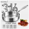 KEMORELA Padella a tre strati in acciaio inossidabile 316 20/22/24/26/28 cm Padella Wok non rivestita Pentole antiaderenti Cottura domestica Pentole da cucina