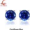 qian xiang hui Orecchini a perno con zaffiro blu reale/blu fiordaliso creato in laboratorio, 5-9 mm, con inclusioni, forma rotonda, in argento S925, gioielli