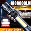 ctzsoop Torcia LED COB super luminosa TYPE-C ricaricabile zoomabile con luce laterale torcia impermeabile campeggio escursionismo emergenza all'aperto