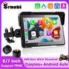 srnubi 5/7 pollici portatile impermeabile moto DVR navigazione GPS wireless Carplay Android Auto Moto schermo di visualizzazione doppio Bluetooth TPMS