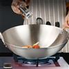 KEMORELA 1 Pezzo Wok in Acciaio Inossidabile Senza Rivestimento 26/28/30/32/34cm, Padella da Chef di Alta Qualità con Doppio Manico, Adatta per la Cottura Domestica di Carne Bovina Soffiata