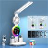 Feimefeiyou Lampada da tavolo a LED ricaricabile per lampada da scrivania da studio Luce notturna da lettura con ventilatore Orologio Dispaly Lampada da lettura sul comodino Luci da scrivania a LED