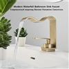 WJNMONE Rubinetto per lavabo da bagno in oro spazzolato di lusso Miscelatore in ottone caldo freddo montato su piano Rubinetti per lavabo a cascata Rubinetto per lavabo per lavabo Rubinetto per il Bagno Mixer