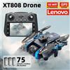 Lenovo Drone Lenovo XT808 Pro MAX 4K Professionale con Doppia Fotocamera HD 8K, Motore Brushless, WiFi 5G, GPS Ottico, Quadricottero RC