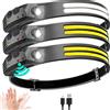 ESMARTER Lampada frontale a induzione a LED a 6 modalità Lampada frontale con sensore COB Batteria incorporata ricaricabile Torcia da lavoro all'aperto Fari per illuminazione
