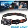ESMARTER 6 modalità di illuminazione Lampada frontale a LED ricaricabile tramite USB Luce portatile con batteria incorporata Torcia da pesca Lanterna da campeggio esterna