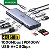 UGREEN Docking station HUB USB UGREEN da tipo C a 4K60Hz HDMI Gigabit RJ45 SD/TF Dati USB-A/C HUB USB 3.0 da 5 Gbps per accessori per laptop PC