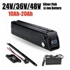 Aleaivy Batteria ricaricabile agli ioni di litio 24V 36V 48V 20Ah 18650 Bms integrato per kit motore Bafang Silverfish 250W-1000W con caricabatterie
