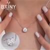 BXINY 1/2/3/5CT Collana con ciondolo Moissanite rotondo S925 Argento Solitario a 4 punte Catena con collo di diamanti per le donne Gioielli da sposa GRA