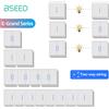 BSEED Serie E-Grand 1Gang/2Gang Interruttore della luce a pulsante a 2 vie Telaio in plastica Interruttore della luce da parete On Off per scale Retroilluminazione a LED Bianco