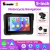 Srnubi 5 "DVR per moto o lettore Navigazione GPS Wireless CarPlay Android Auto Airplay Monitor per moto portatile Sensore TPMS