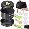 LISM Mini kit da cucina leggero da esterno in lega di alluminio da 1,8 litri con pentola antiaderente per riporre oggetti nidificati e design portatile, facile da trasportare