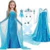 TPMG Carnevale per bambini Paillettes blu Elsa Vestito cosplay Ragazze Elegante costume da principessa blu Bambini Abiti per feste di compleanno di Halloween