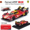 Bburago 1:43 Ferrari 2024 499P No.50 24h LE MANS Scatola acrilica e base in lega di lusso Veicolo pressofuso Modello di auto Collezione di giocattoli