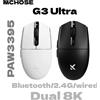 MCHOSE Mouse da gioco tri-modale ultra wireless MCHOSE G3 PAW3395 26000 DPI 8K Frequenza di polling 64 g Mouse da ufficio ultraleggero