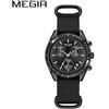 MEGIR 2247 Nuovo Orologio di Lusso da Uomo con Cinturino in Tela Intrecciata, Cronografo Sportivo, Luce Notturna, al Quarzo, Impermeabile, Reloj Hombre