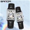 SANDA Luxury Tank Coppia Orologi Cinturino in pelle resistente all'usura Quadrante quadrato 30M Impermeabile Sport Casual Donna Uomo Orologi al quarzo