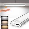 Lcamaw Lampada da armadio con sensore di movimento a LED da 30/50 cm Lampada con sensore notturno ricaricabile ultra sottile Lampada con rilevatore di induzione regolabile a 3 colori