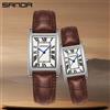 SANDA Leisure cinturino in pelle uomo donna coppia orologi da carro armato orologio da polso al quarzo con temperamento quadrato vintage coreano scala romana