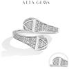 ATTAGEMS Doppio Serpente S925 Argento Moissanite Anelli Donna Uomo Lab Diamante Anello Regolabile 18KG Placcato Oro Gioielli di Lusso per la Festa