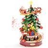 Robotime Rolife Scatole musicali per albero di melodia di Natale Puzzle in legno 3D con luce Regali perfetti per la famiglia Giocattoli facili da montare