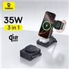 BASEUS Caricatore Wireless Magnetico 3 in 1 Baseus Qi2.2 25W Ricarica Rapida per iPhone 17 16 15 14 Apple Watch Auricolari AirPods Pro iWatch