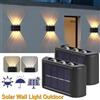 Heinast Lampada da parete solare impermeabile per esterni a luce solare a LED Illuminazione luminosa su e giù per la decorazione della recinzione da giardino Lampada da parete ad energia solare