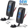 kebidumei Presa per caricabatteria da auto a 3 porte Doppia porta USB PD QC3.0 Adattatore di ricarica rapida impermeabile per accessori per auto moto marine per camion